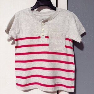Gray and Red Striped Kids Shirt